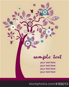 tree with butterflies vector illustration