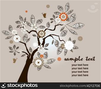 tree with butterflies vector illustration