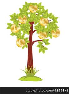 Tree with coin. The Money tree on white background is insulated.Vector illustration