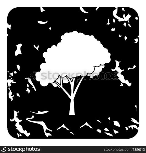 Tree with fluffy crown icon. Grunge illustration of tree vector icon for web design. Tree with fluffy crown icon, grunge style