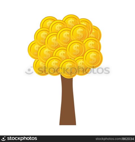 Tree with golden coins, business concept, stock vector illustration
