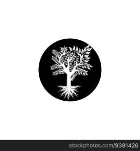 Tree with green leaves ecology nature logo vector element