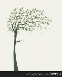 Tree with leaves. Vector illustration of a tree with leaves with place for text