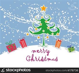 tree with presents vector illustration