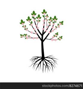 tree with roots. Oak tree. Vector illustration. EPS 10.. tree with roots. Oak tree. Vector illustration.