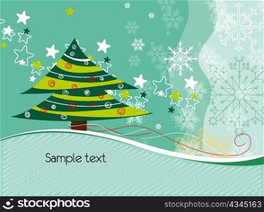 tree with snowflakes vector illustration