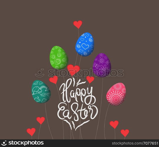 trees growing easter eggs background