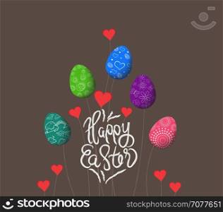 trees growing easter eggs background