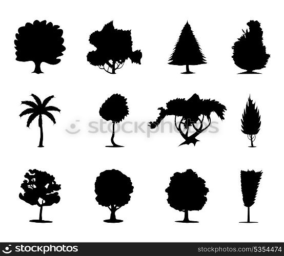Trees icon2. One-ton trees of black colour. A vector illustration