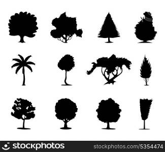 Trees icon2. One-ton trees of black colour. A vector illustration