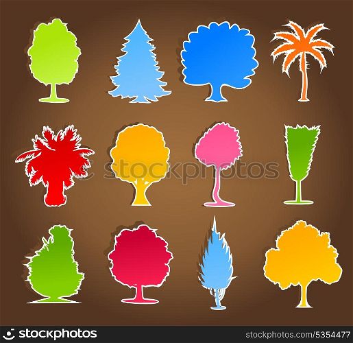 Trees icon4. Set of icons of trees. A vector illustration