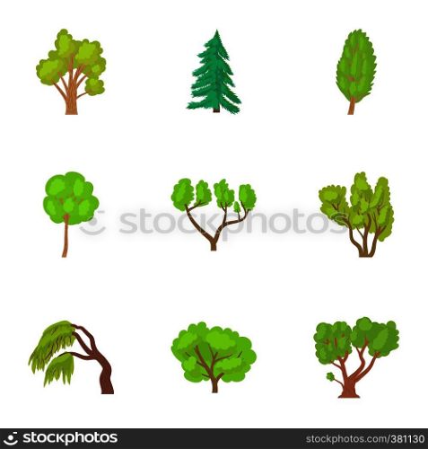 Trees icons set. Cartoon illustration of 9 trees vector icons for web. Trees icons set, cartoon style