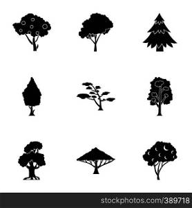 Trees icons set. Simple illustration of 9 trees vector icons for web. Trees icons set, simple style