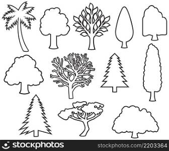 Trees icons thin line set