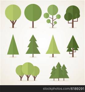 Trees in flat style. Vector illustration