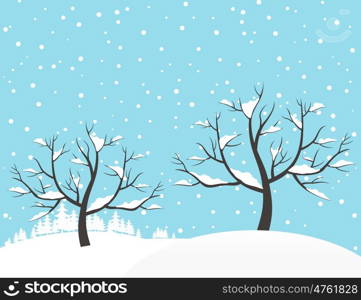 Trees in the winter. Vector illustration