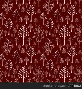 Trees seamless pattern in red colors. Scantinavian trees background. Pattern design for textile print. Christmas wrapping paper. Trees seamless pattern in red colors. Scantinavian trees background. Pattern design for textile print. Christmas wrapping paper.