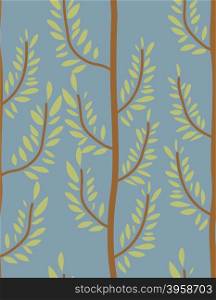 Trees seamless pattern. Trunk and leaf texture. Natural vector background. Ornament Wood&#xA;