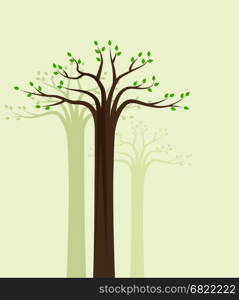 Trees . Vector natural background of trees with leaves