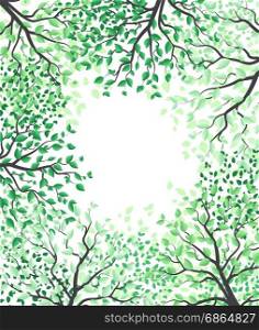 Trees with leaves. Vector illustration of trees with leaves. Landscape background with forest