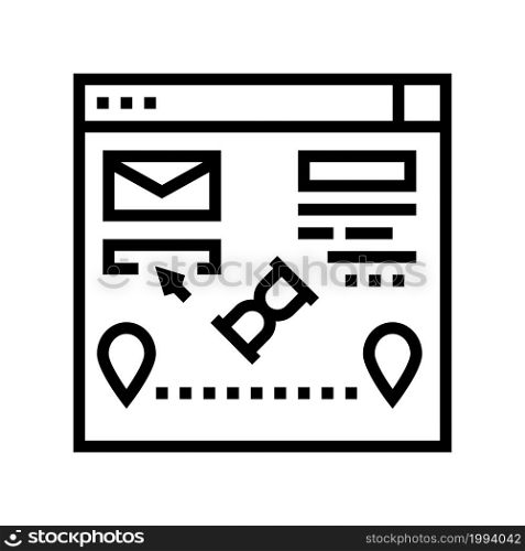 trekking delivery line icon vector. trekking delivery sign. isolated contour symbol black illustration. trekking delivery line icon vector illustration