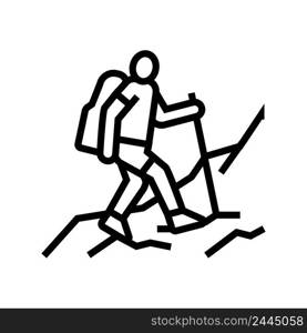 trekking extreme sport line icon vector. trekking extreme sport sign. isolated contour symbol black illustration. trekking extreme sport line icon vector illustration