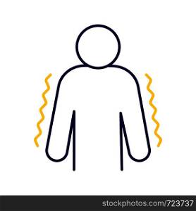 Trembling color icon. Anxiety. Shaking body. Worrying and afraid person. Chills. Physiological stress symptoms. Isolated vector illustration. Trembling color icon