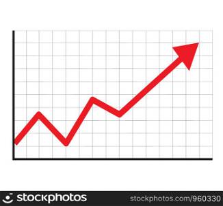 trend up graph icon in trendy isolated on white background. flat style. stock sign. growth progress red arrow icon for your web site design, logo, app, UI. line chart symbol.