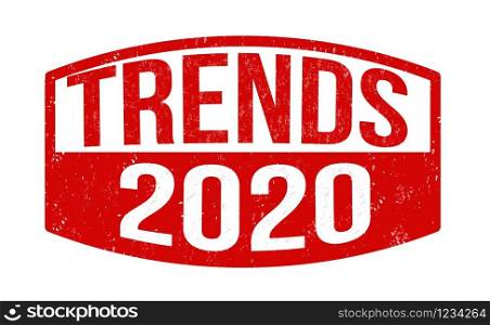 Trends 2020 sign or stamp on white background, vector illustration