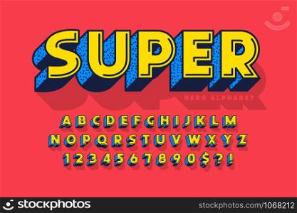 Trendy 3d comical font design, colorful alphabet, typeface. Color swatches control.. Trendy 3d comical font design, colorful alphabet, typeface.