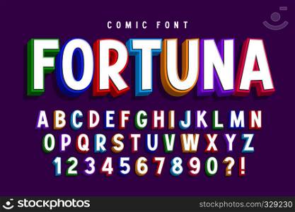 Trendy 3d comical font design, colorful alphabet, typeface. Color swatches control. Trendy 3d comical font design, colorful alphabet, typeface