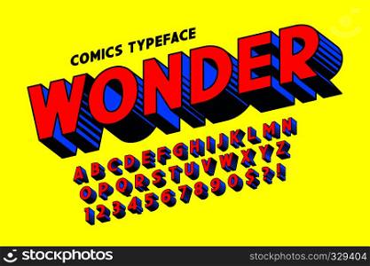 Trendy 3d comical font design, colorful alphabet, typeface. Color swatches control. Trendy 3d comical font design, colorful alphabet, typeface.