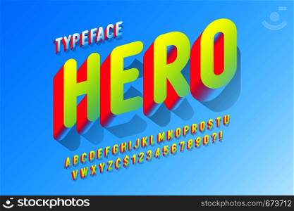 Trendy 3d comical font design, colorful alphabet, typeface. Color swatches control. Trendy 3d comical font design, colorful alphabet, typeface.