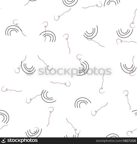 Trendy abstract doodle seamless illustration. Black and red color, pastel vector drawing. Modern monochrome background.. Nature color, pastel vector drawing. Modern monochrome background. Trendy abstract doodle seamless illustration.