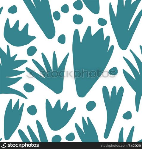 Trendy abstract floral shape seamless pattern. Modern natural colorful shapes or tropical leaves. Concept contemporary fabric textile design on white background. Trendy abstract floral shape seamless pattern. Modern natural colorful shapes or tropical leaves.