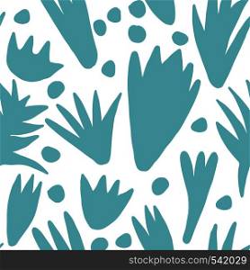 Trendy abstract floral shape seamless pattern. Modern natural colorful shapes or tropical leaves. Concept contemporary fabric textile design on white background. Trendy abstract floral shape seamless pattern. Modern natural colorful shapes or tropical leaves.