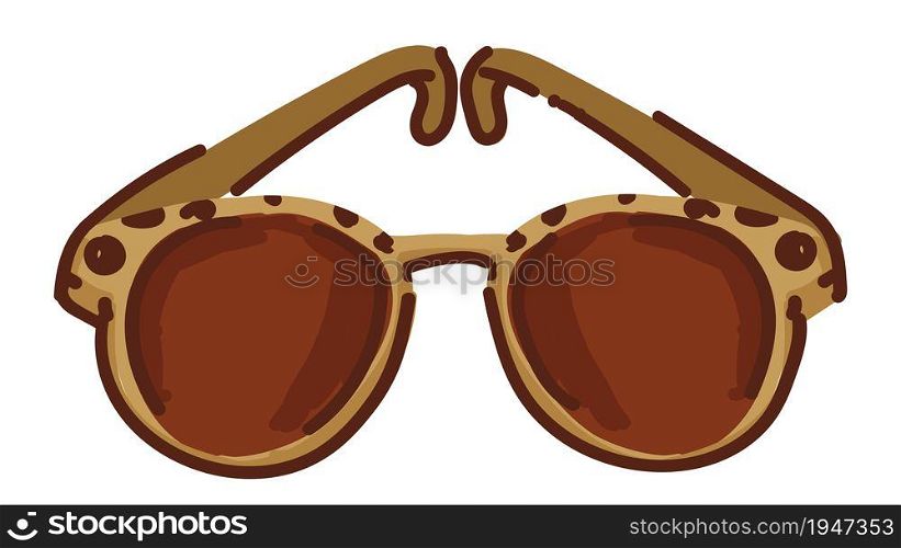 Trendy accessories for women, isolated stylish and fashionable sunglasses with plastic frame and polarized lenses. Protecting eyes from sunshine and uv. Summer accessories. Vector in flat style. Fashionable sunglasses with plastic frame vector