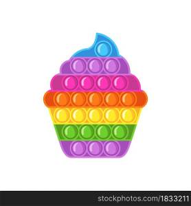 Trendy antistress sensory toy Pop it fidget in flat style isolated on white background. Cake shape hand toy for kids with push bubbles. Vector illustration.. Trendy antistress sensory toy Pop it fidget in flat style isolated on white background.