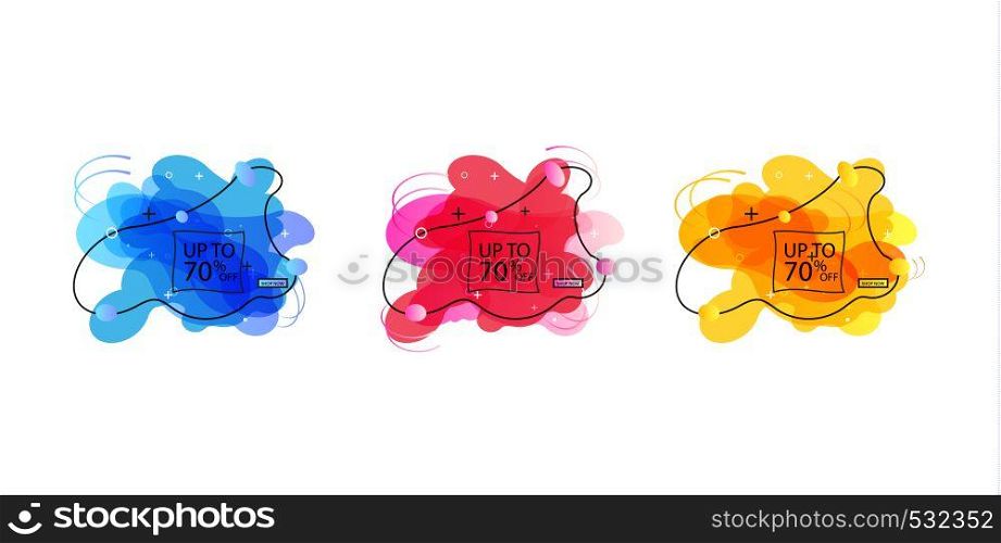 Trendy banner from liquid bubbles. Set of sale banners with trendy shapes. Vector discount banners.. Trendy banner from liquid bubbles. Set of sale banners with trendy shapes. Vector discount banners