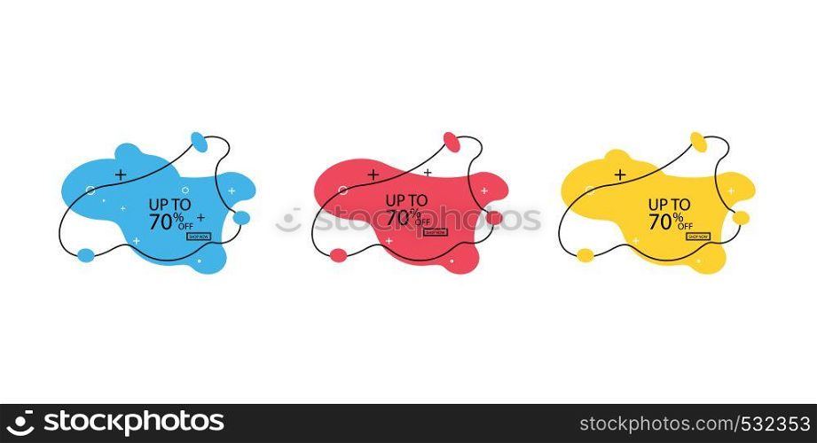 Trendy banner from liquid bubbles. Set of sale banners with trendy shapes. Vector discount banners.. Trendy banner from liquid bubbles. Set of sale banners with trendy shapes. Vector discount banners