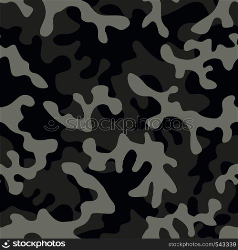 Trendy camo military urban seamless vector pattern. Abstract background navy army khaki illustration in blue gray color scheme