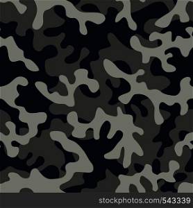 Trendy camo military urban seamless vector pattern. Abstract background navy army khaki illustration in blue gray color scheme