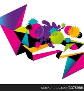 Trendy colorful background with illustrated abstraction