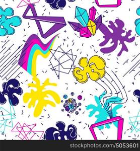 Trendy colorful seamless pattern. Abstract modern color elements in graffiti style. Trendy colorful seamless pattern. Abstract modern color elements in graffiti style.