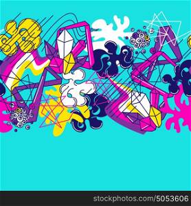 Trendy colorful seamless pattern. Abstract modern color elements in graffiti style. Trendy colorful seamless pattern. Abstract modern color elements in graffiti style.