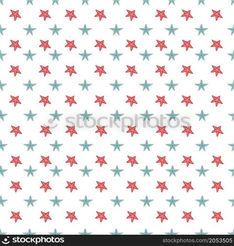 Trendy design with stars in rows, isolated wallpaper or wrapping paper. Shimmering and glittering shapes. Holiday preparation celebration. Seamless pattern background or print. Vector in flat style. Starry abstract seamless pattern, minimal print