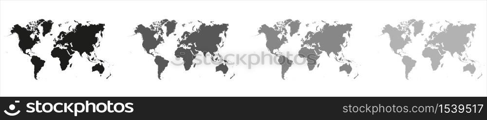 Trendy Detailed Globe Map in Black Isolated