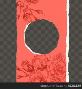 Trendy easy editable template for social media post in torn paper style. Roses flower theme Creative design background for individual and corporate web promotion, blogs. Place for photo and text. Trendy easy editable template for social media post in torn paper style. Roses flower theme Creative design background for individual and corporate web promotion, blogs