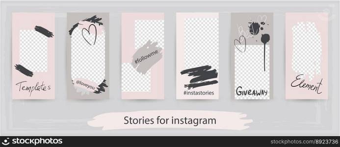 Trendy editable templates for instagram stories vector image