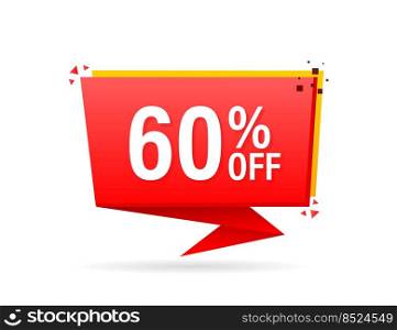 Trendy flat advertising with red 60 percent discount flat badge for promo design. Poster badge. Business design. Vector illustration. Trendy flat advertising with red 60 percent discount flat badge for promo design. Poster badge. Business design. Vector illustration.